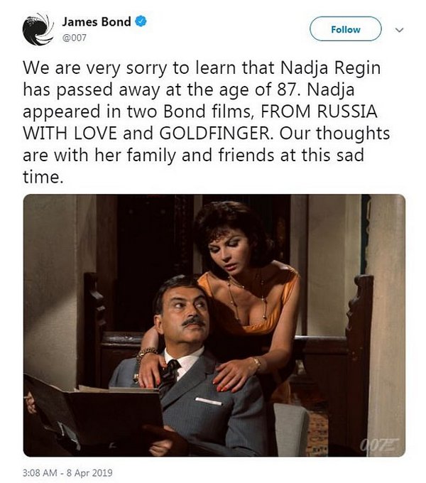 Умерла уже вторая за неделю девушка Джеймса Бонда (фото)
