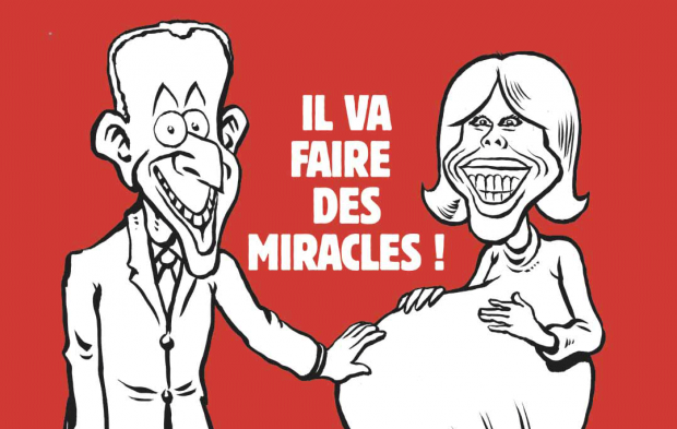 Charlie Hebdo опублікував карикатуру на Макрона та його дружину