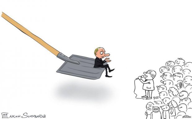 Як пряму лінію Путіна висміяв відомий карикатурист: дотепні картинки