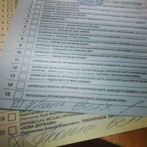 Испорченные бюллетени на местных выборах 2015: фото