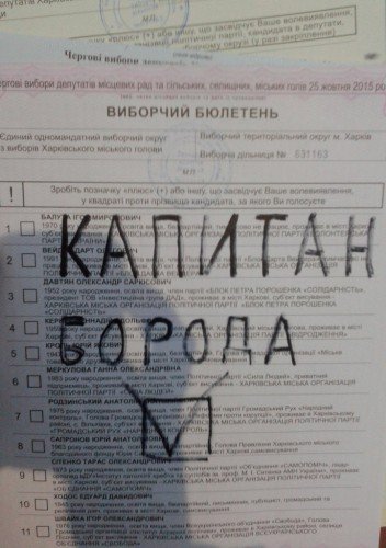 Испорченные бюллетени на местных выборах 2015: фото