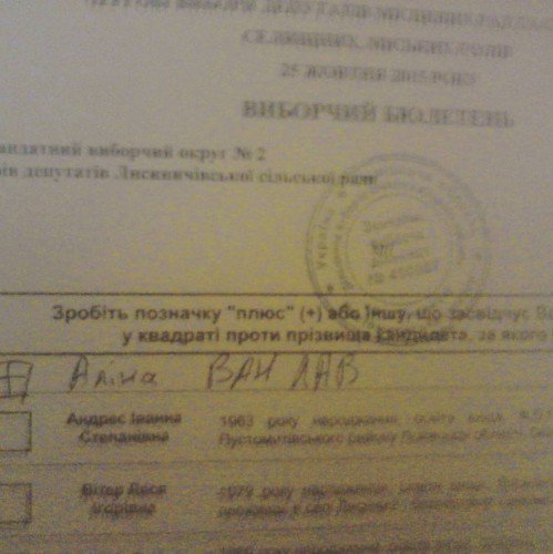 Испорченные бюллетени на местных выборах 2015: фото