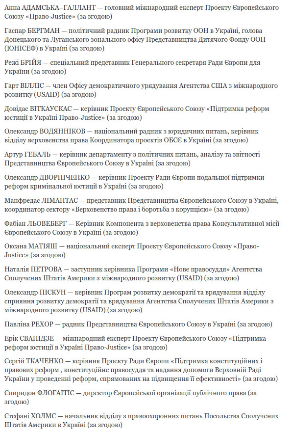 Президент утвердил персональный состав Комиссии по вопросам правовой реформы