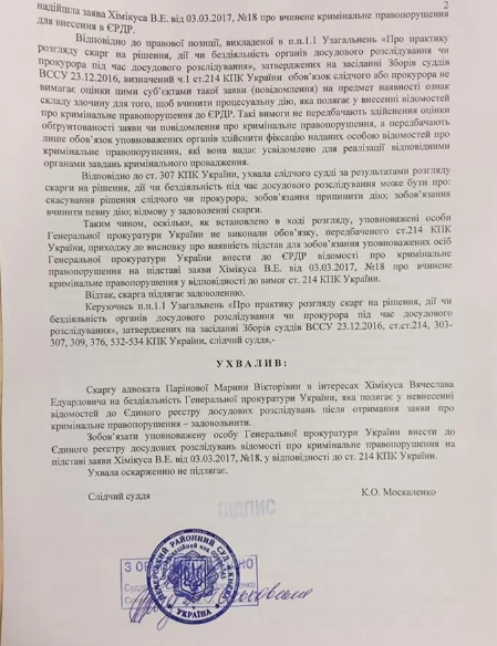 Суд назвал преступными действия ГПУ, которая не сразу признала Химикуса потерпевшим